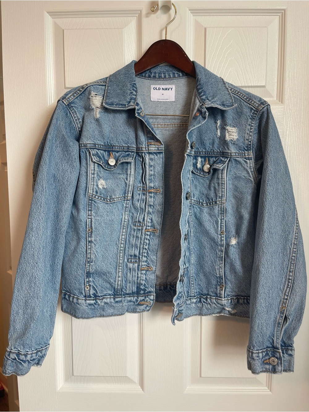 Old Navy Light Blue Distressed Denim Jacket